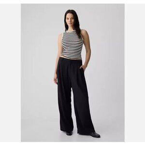 GAP 365 High Rise Pleated Wide Leg Drapey Pants Black Size 8 TALL NWT RT$90 8T